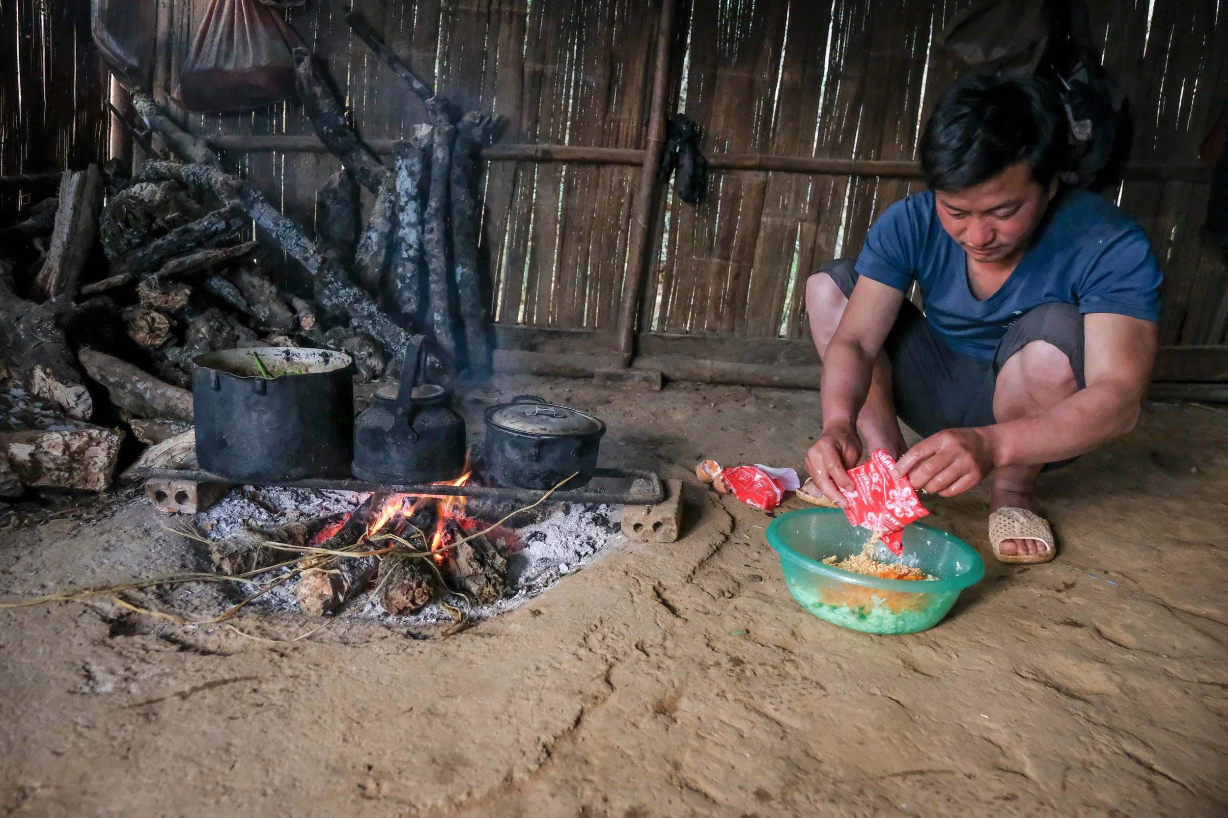 Ying's husband helping with dinner.