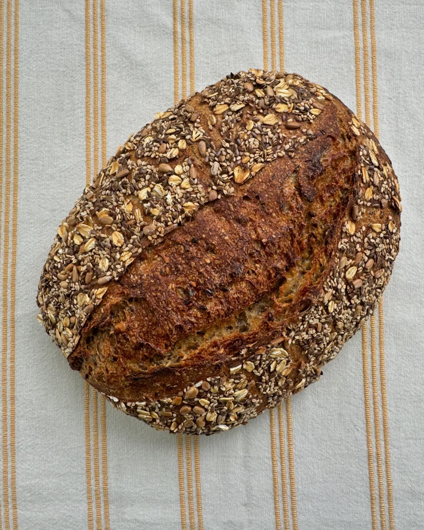 Pop-up today! Our Country Seeded loaf is packed with wholesome goodness. It starts with adding organic oats to our naturally leavened levain dough then each loaf gets a dusting of organic flax, sesame &amp; sunflower seeds. Delicious!