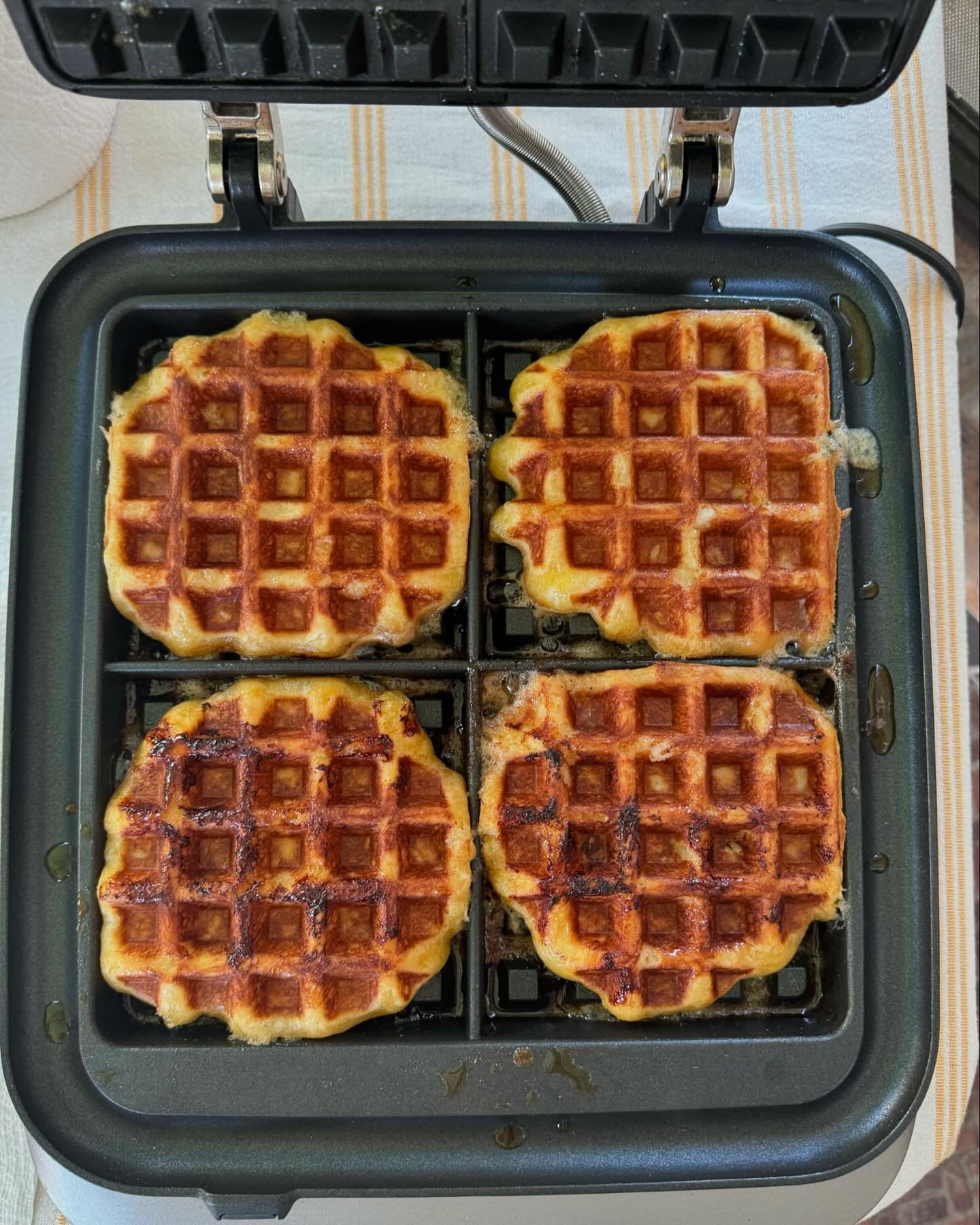Last week we tested out our Belgian Liege waffles and they were delicious and decadent! The smell of these cooking is both nostalgic to Brian (head baker/owner) and irresistible to passers by. They will definitely be on the menu when we open 🧇