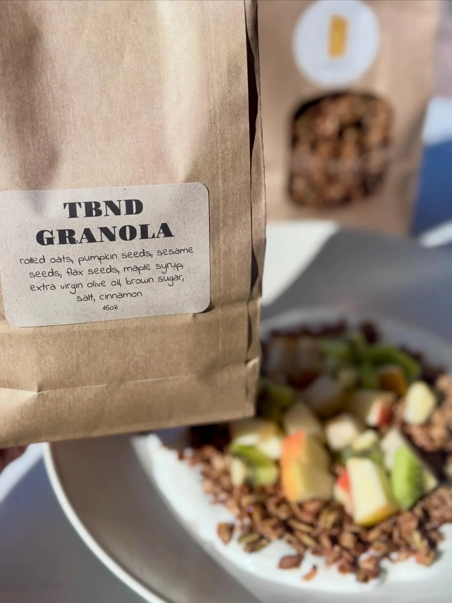 GRANOLA! Our house made granola is on the shelves and we think it hits all the spots- a little sweet, a little savory, crunchy, nutty (but also nut free) and totally vegan! Soon to be featured on our menu, just waiting for our spoons to arrive 😜