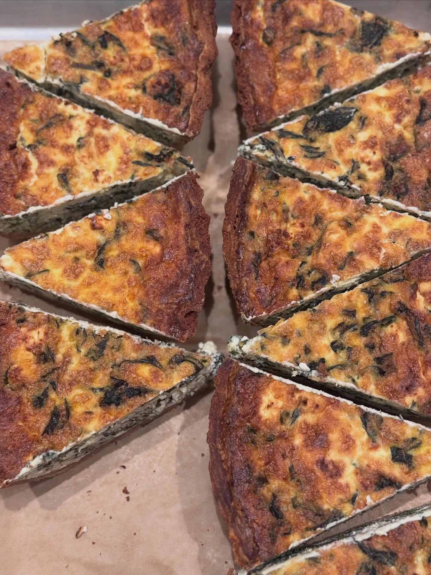 QUICHE! We are now offering 2 kinds of quiche on our menu served along side our house salad. It took months of development to get the crust and filling just the way we imagined. 🤌🏼