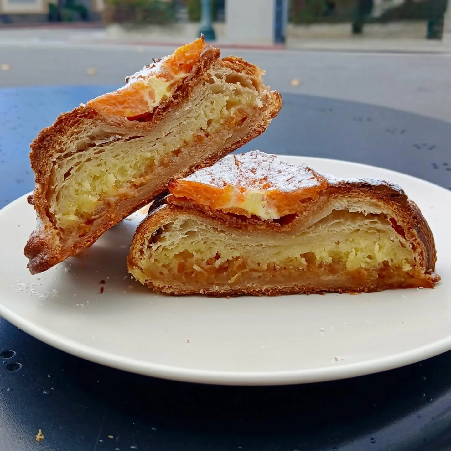 Weekend Special! Cara Cara almond croissant. House-made Cara Cara marmalade &amp; frangipane all in a twice baked croissant. Perfect cozy treat on a stormy day ☔️