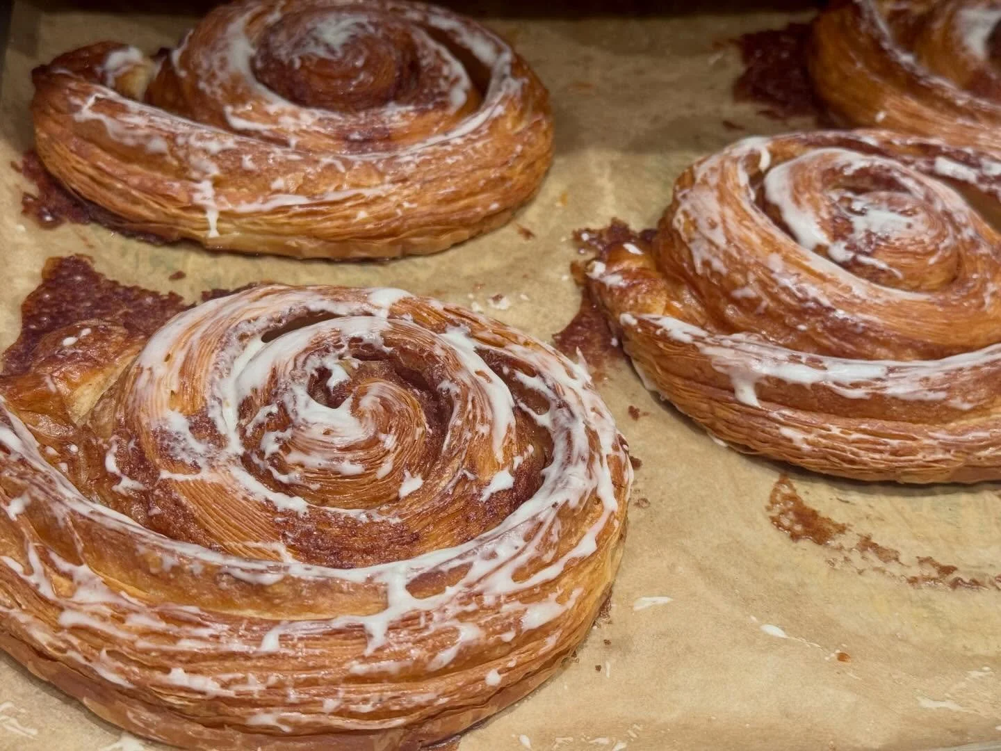 There&rsquo;s a new kid in town. Meet the Cinnamon Scroll- croissant dough filled with brown sugar &amp; cinnamon and glazed with cream cheese frosting. 🌀