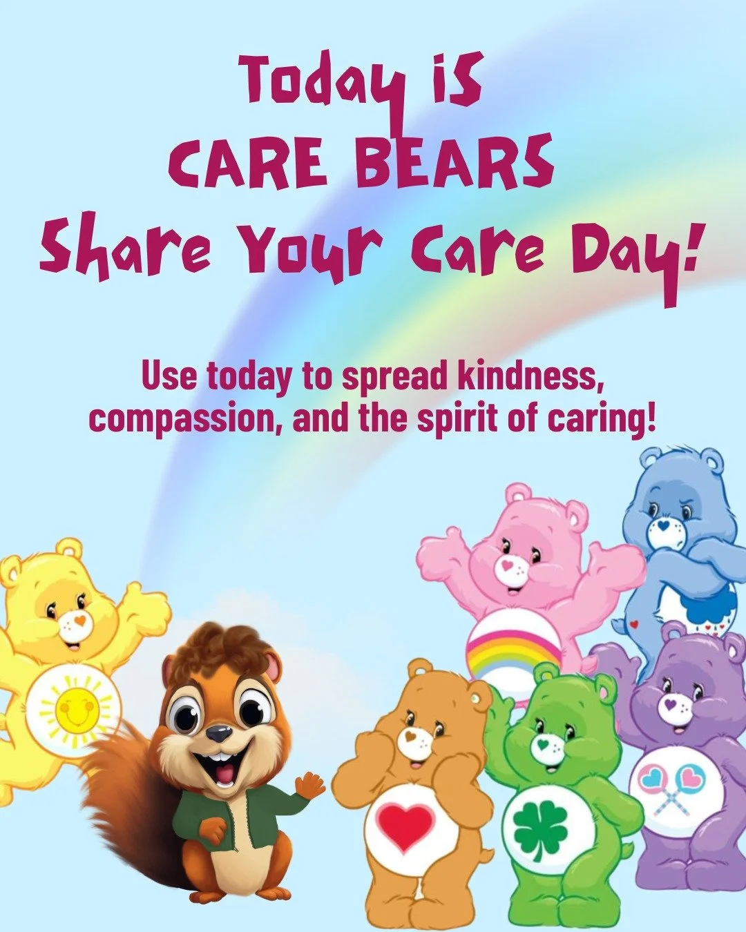 ✨💖 Today is Care Bears Share Your Care Day! 💖✨
Join the Care Bears in spreading kindness, compassion, and caring everywhere you go 🌈🐻. A small act of love can make a big difference&mdash;whether it&rsquo;s a smile, a hug, or helping a friend in n