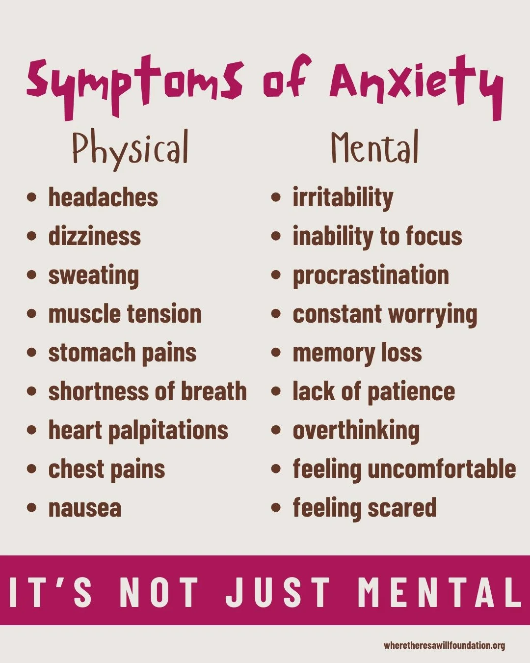 Did you know that anxiety can present as physical symptoms? Anxiety is so much more than just in your head. It can cause real physical symptoms that often get mistaken for something else. #anxiety #mentalhealthmatters