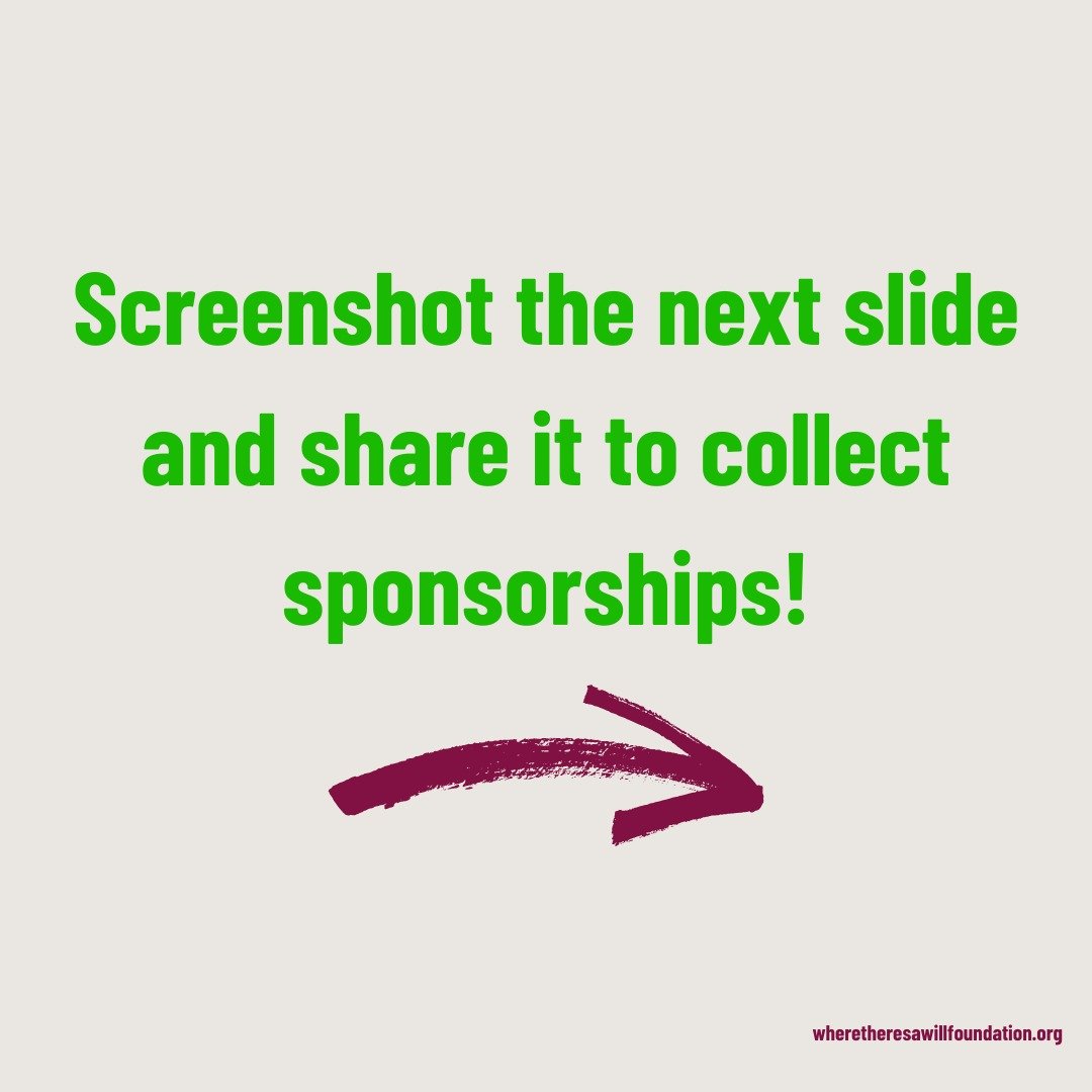 Wanna collect pledges for Will's Walk? Screenshot this post and share it to collect donations for Where There's A Will