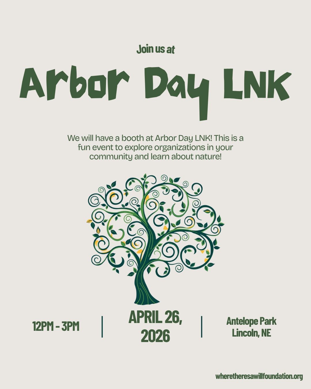 Find us at Arbor Day LNK next Sunday! This is a really fun event to explore organizations in our community and celebrate Arbor Day! See you there 🌳
