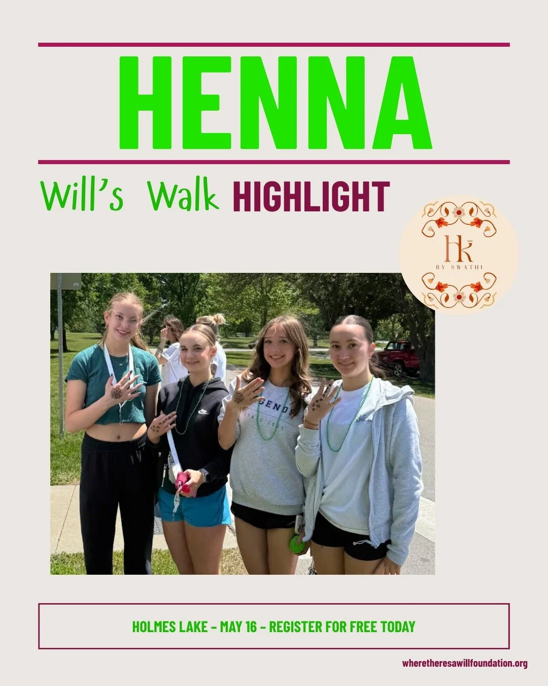 🌟Will's Walk Highlight🌟 Free henna by @thehennakala
Register today at the link in bio!