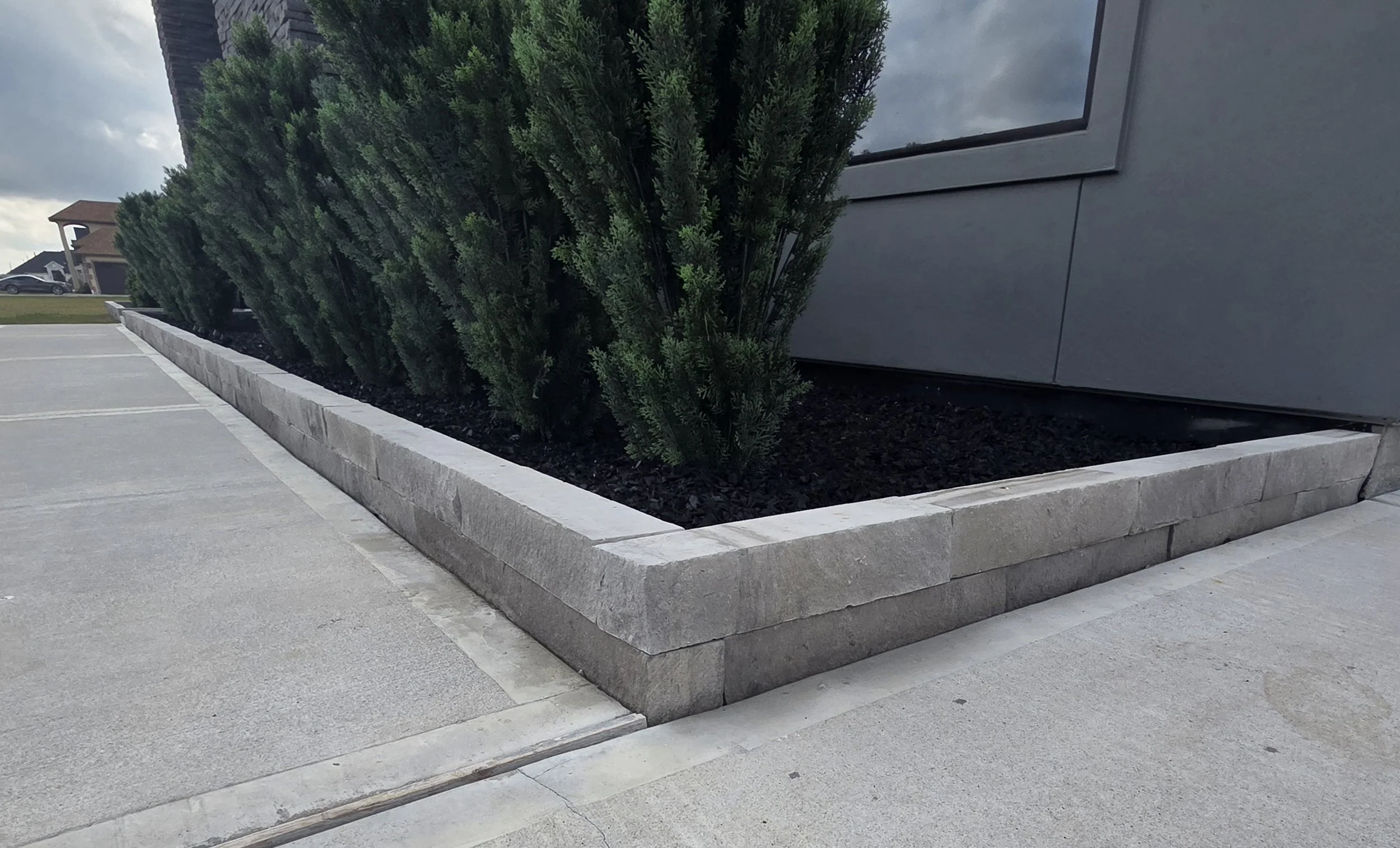 Retaining wall limestone charcoal chop