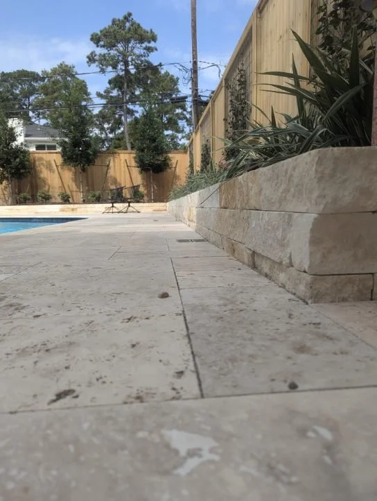 Retaining wall using limestone sawn chop