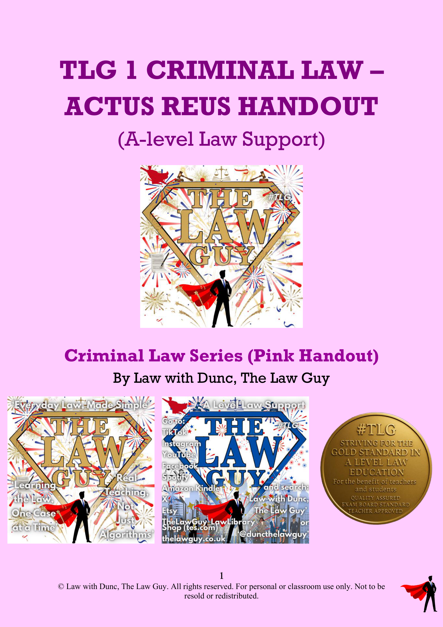 TLG 1 Criminal Law – Actus Reus Handout (A-Level Law Support)