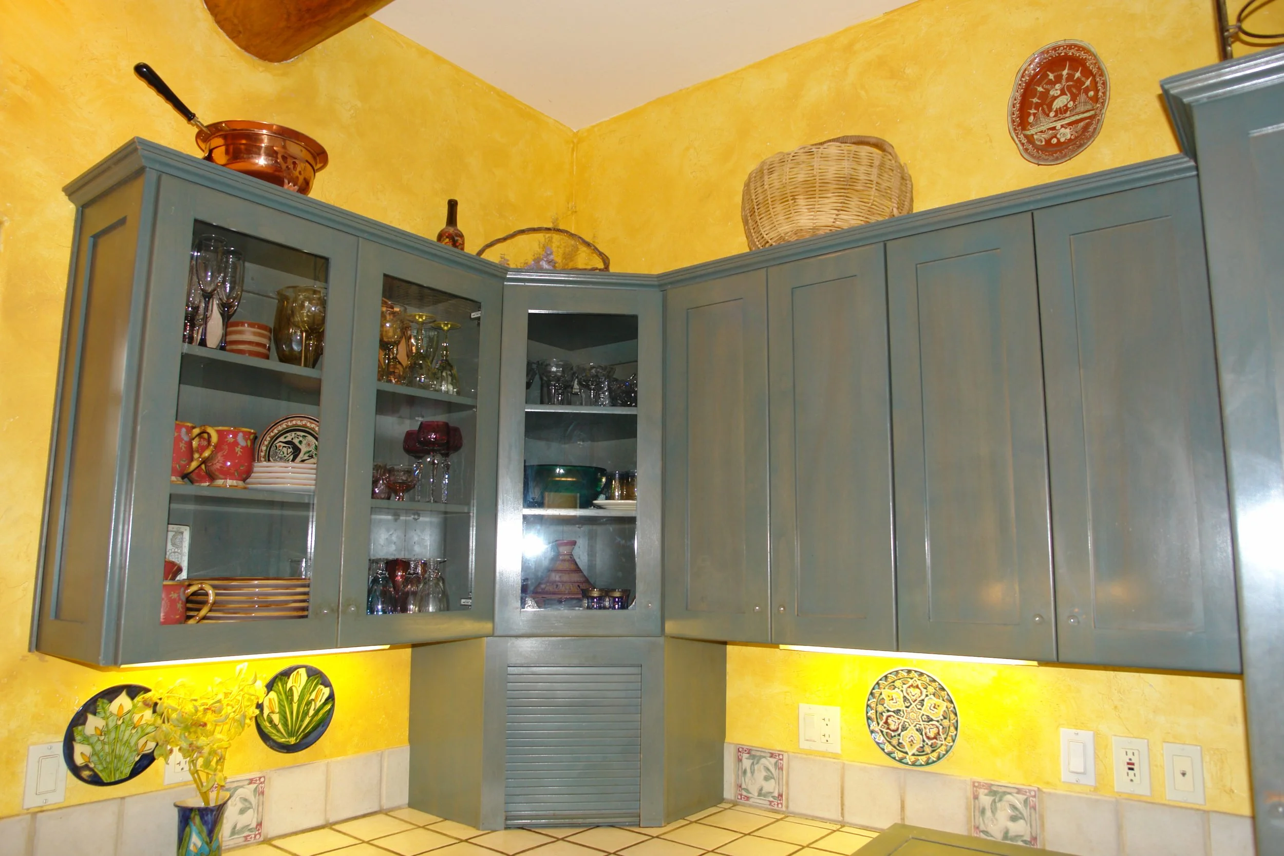 cabinet paint treatment to enliven old wood