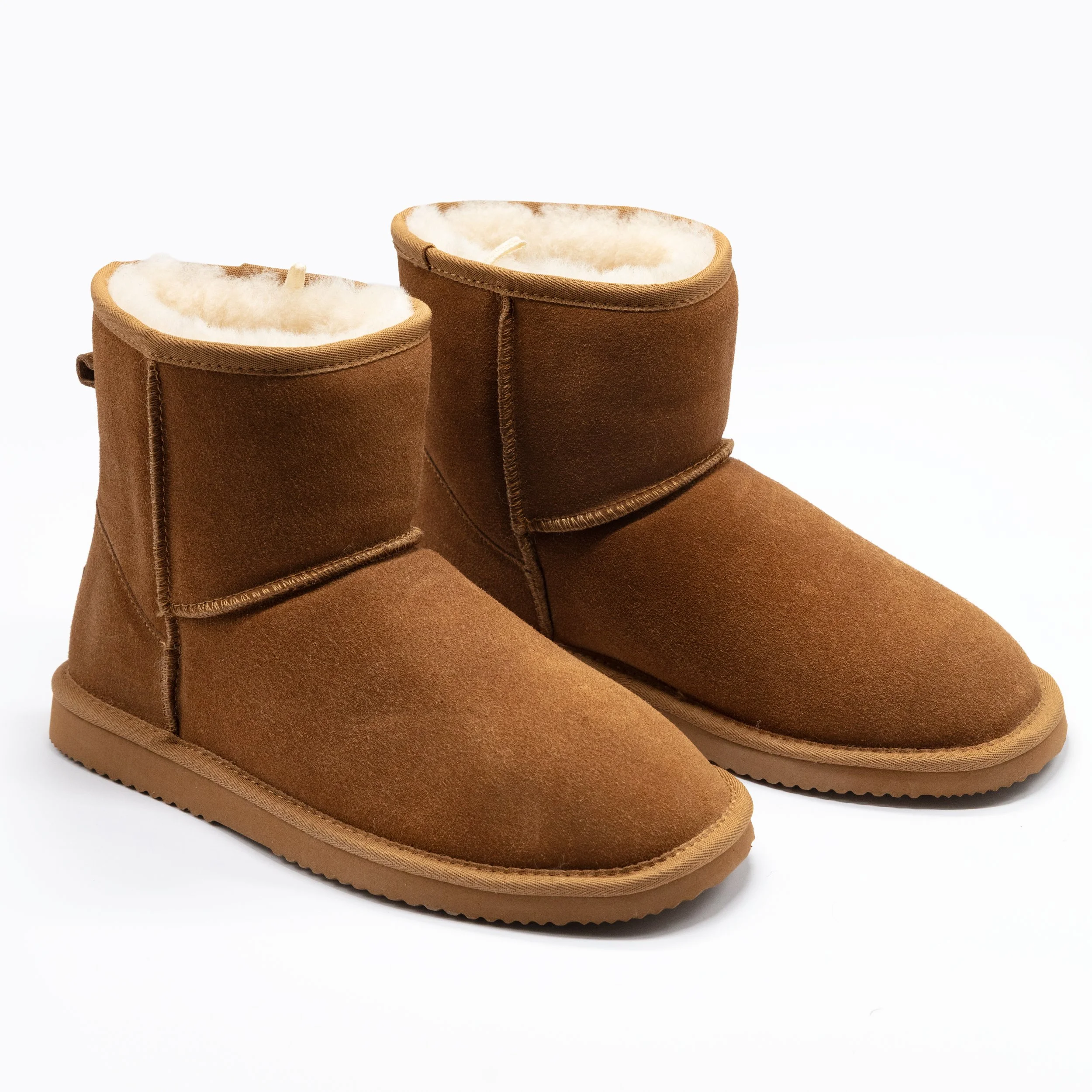 Men's Sheepskin and Leather Slipper Boot - Chestnut