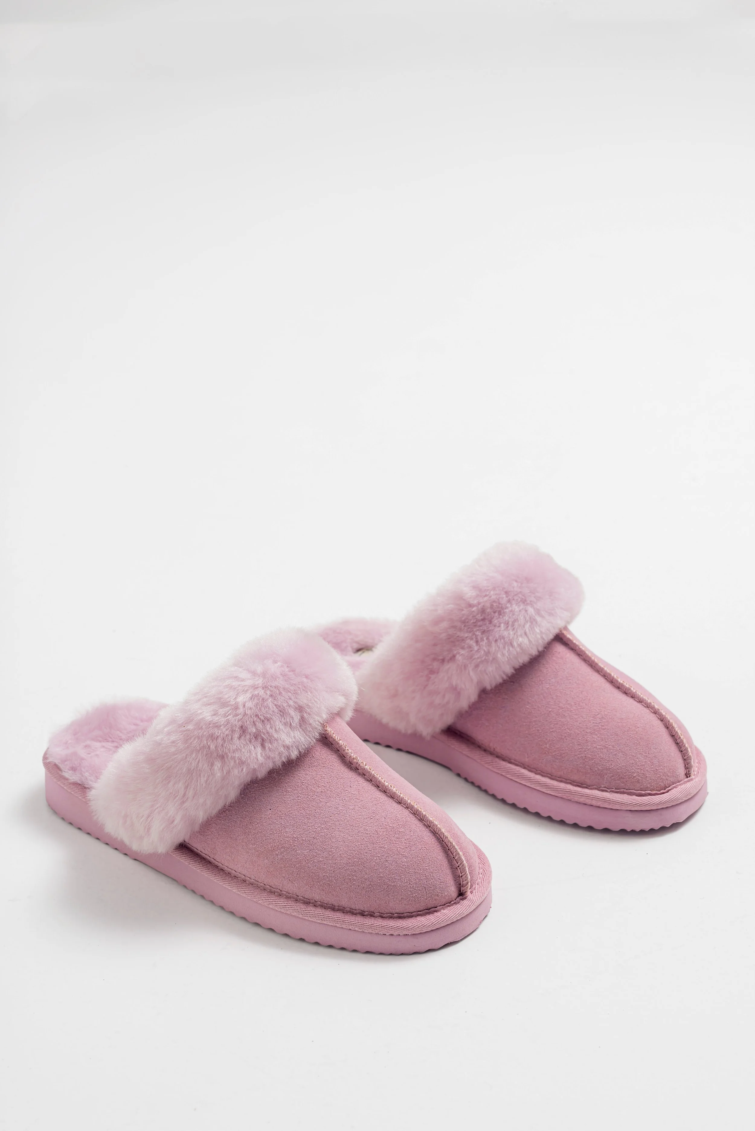 Women's Sheepskin and Leather Slipper Scuff - Pink