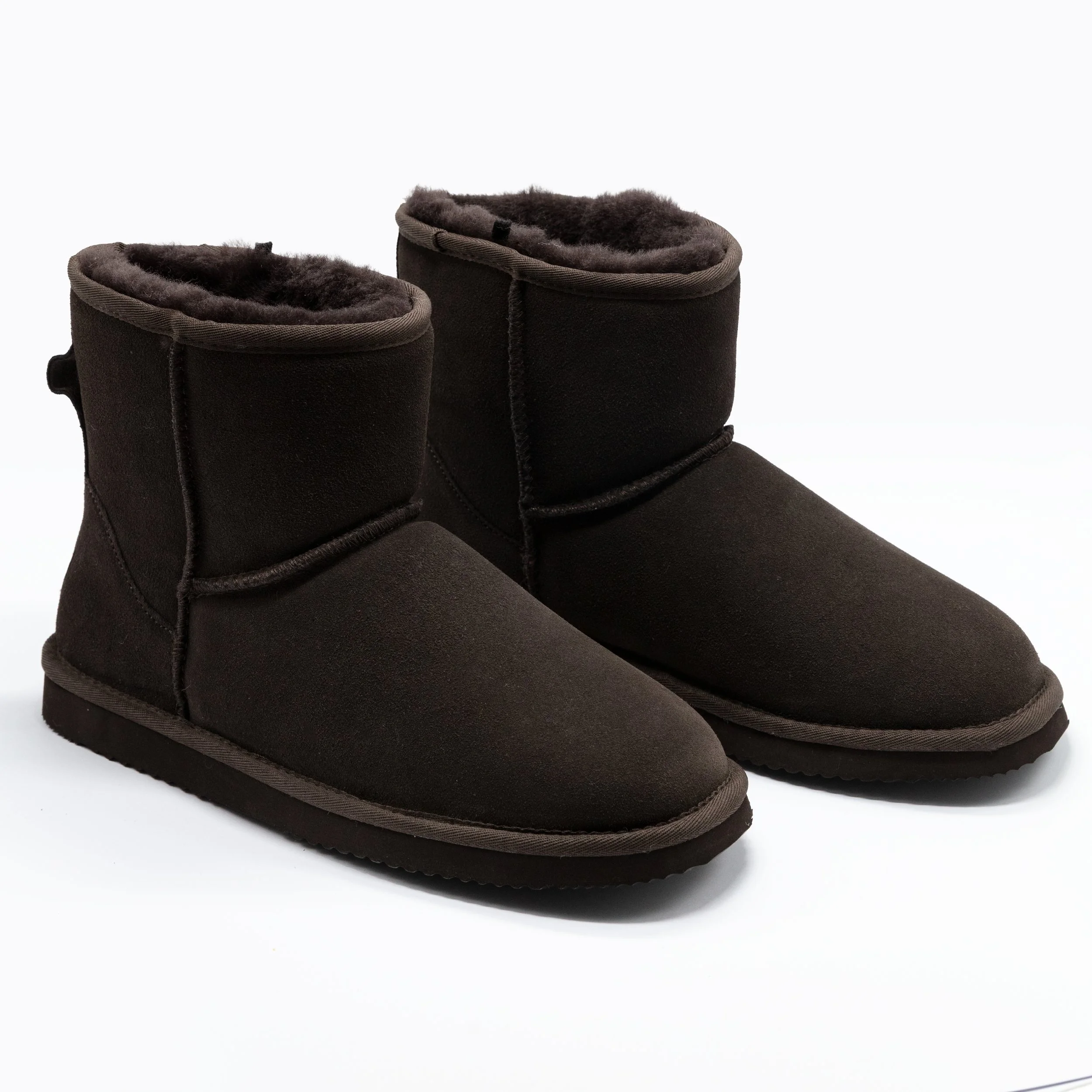 Men's Sheepskin and Leather Slipper Boot - Dark Brown