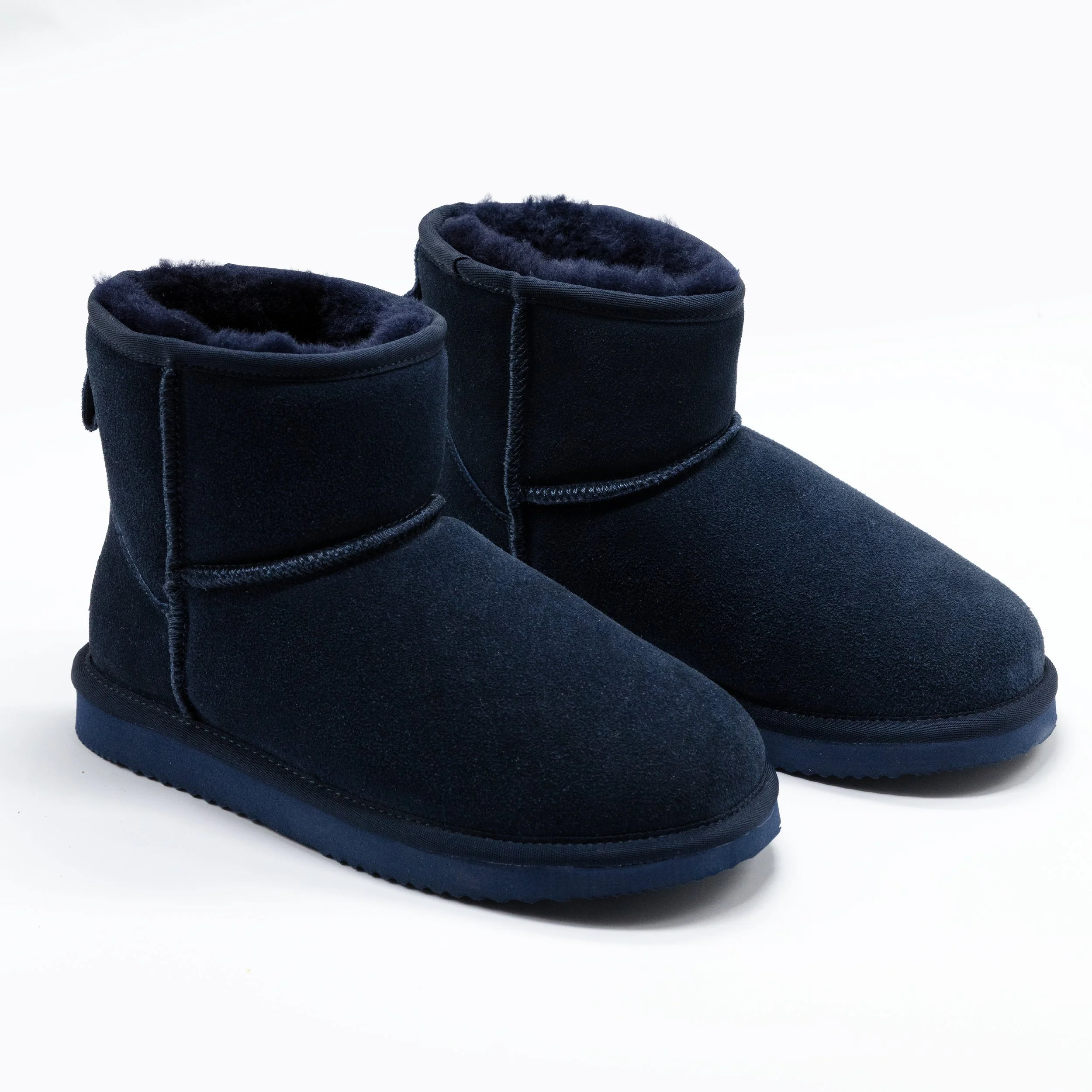 Boy's Suede Leather Slipper Boot - Navy