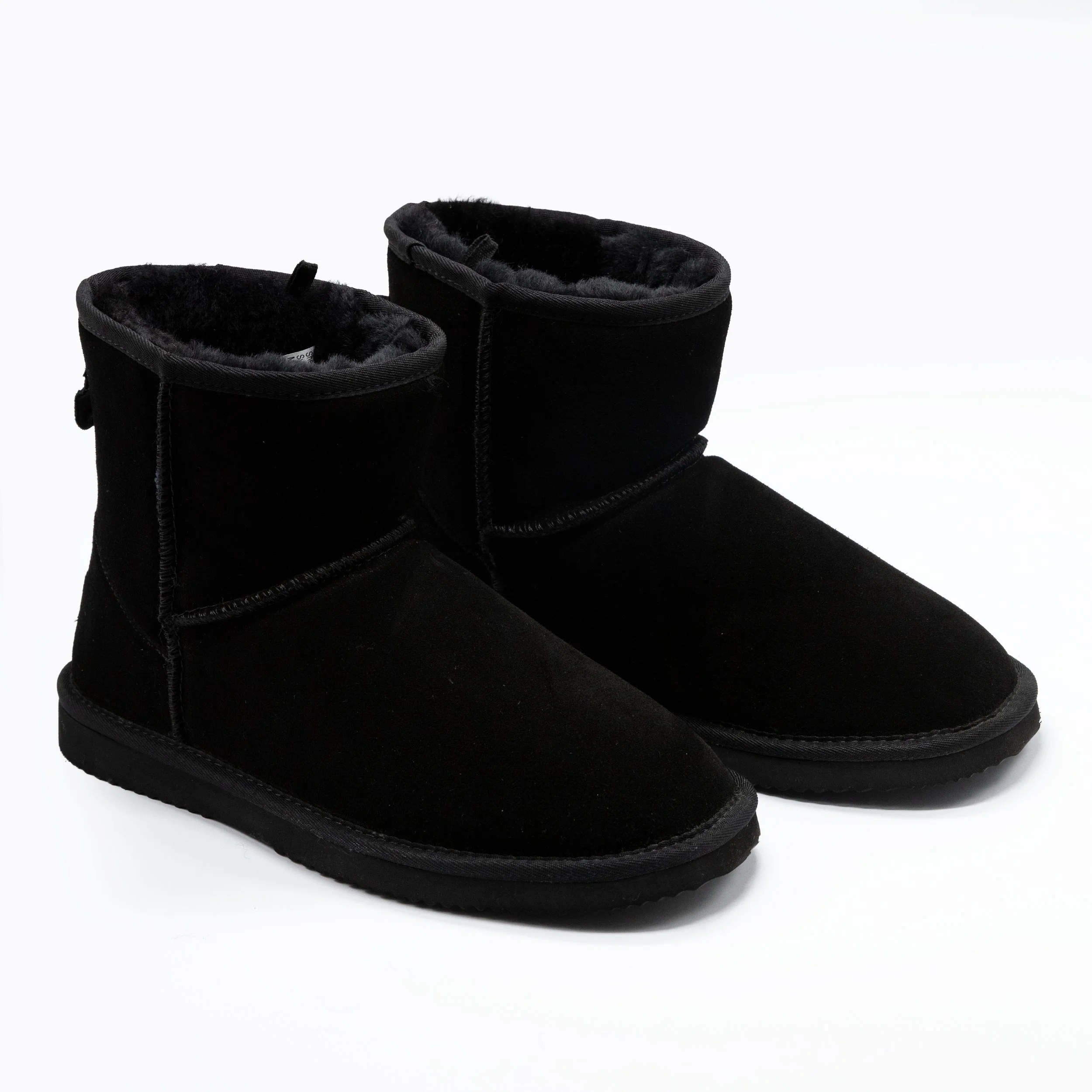 Men's Sheepskin and Leather Slipper Boot - Black