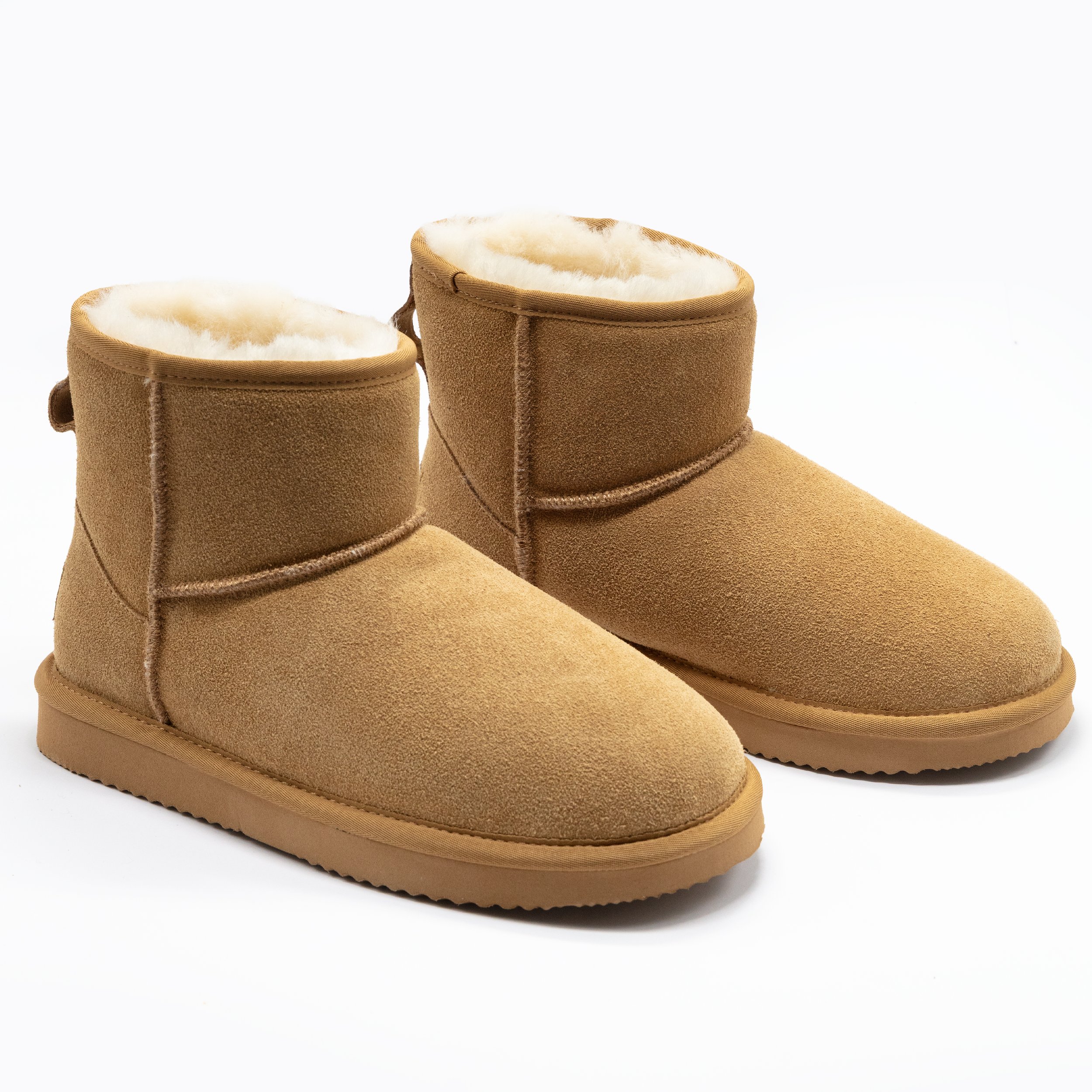 Boys Suede Leather Slipper Boot - Chestnut