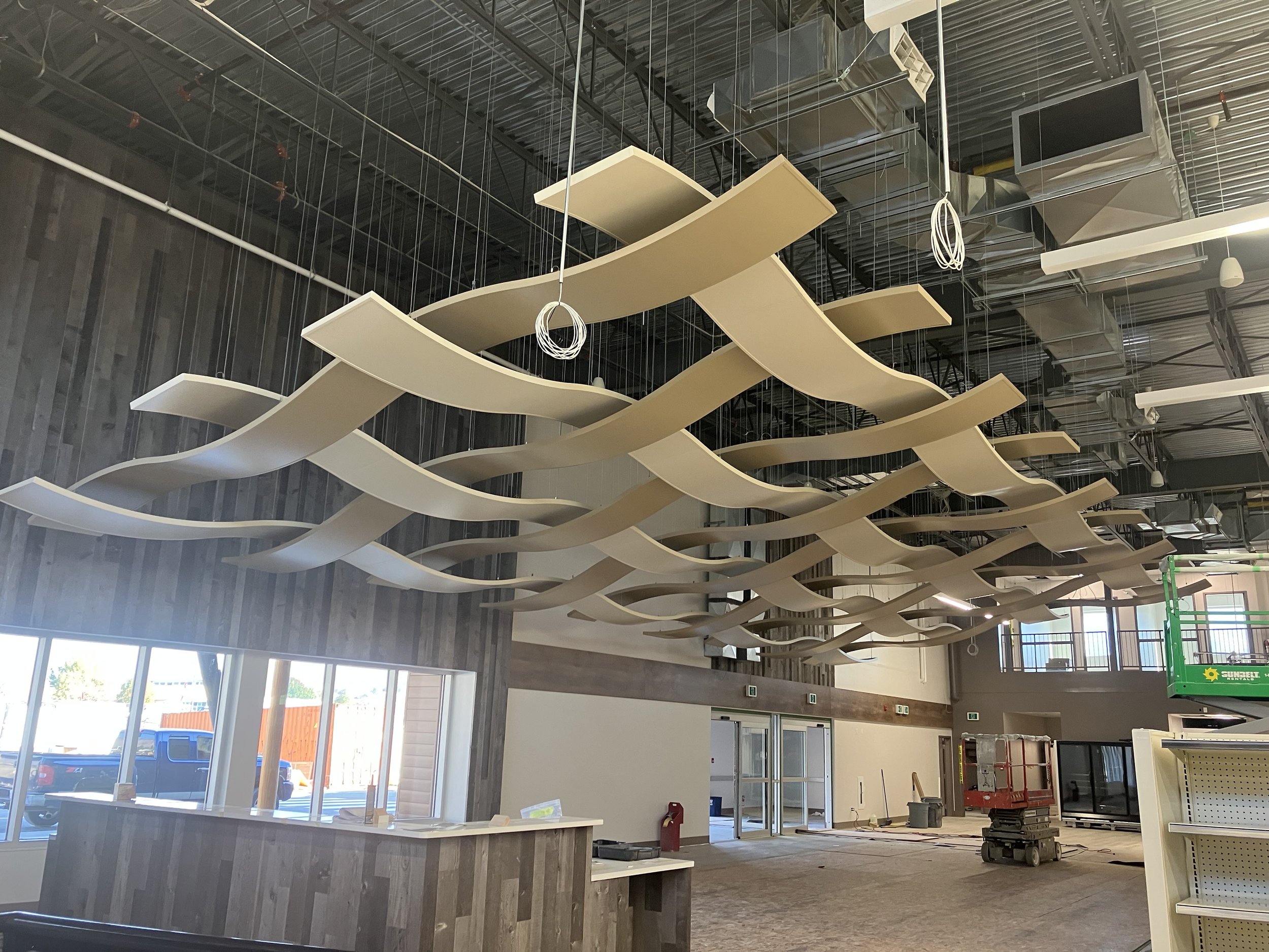 Sweláps Market, completed Armstrong Serpentina ceiling tile installation
