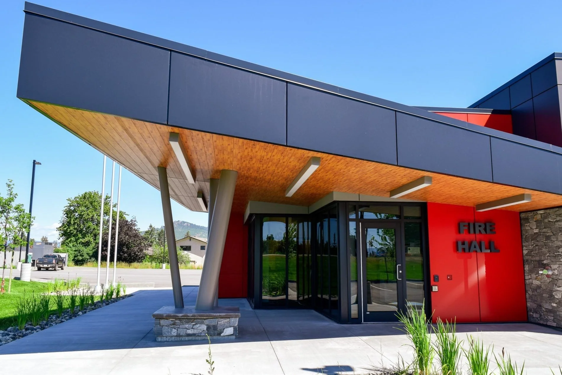 Exterior view of Lake Country Fire Hall entrance, Okanagan Lake Country BC