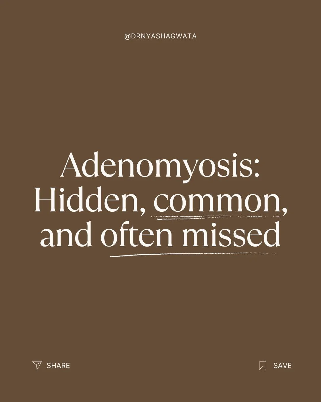 So, what is adenomyosis?

Adenomyosis occurs when tissue similar to the lining of the uterus grows into the muscle of the uterus. This can cause the uterus to become swell and lead to symptoms that can significantly impact a person's day-to-day life.