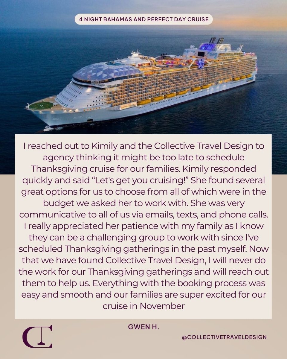 Smooth planning, great options, and zero stress &mdash; Let Collective Travel Design take care of your Thanksgiving travel plans with ease and expertise 🙌🍂

#ClientReview #TravelDoneRight #ClientTestimonial #CollectiveTravel #CollectiveTravelDesign