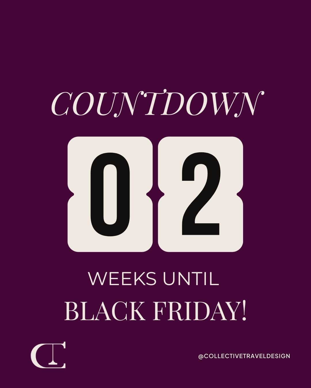 🚨 Black Friday Travel Deals are officially LIVE! What destination are you dreaming of snagging a deal for? 

📩 Email or DM us to start planning your getaway!

#BlackFridayTravelDeals #SmartPlansSmoothTrips #CollectiveTrave #CollectiveTravelDesign