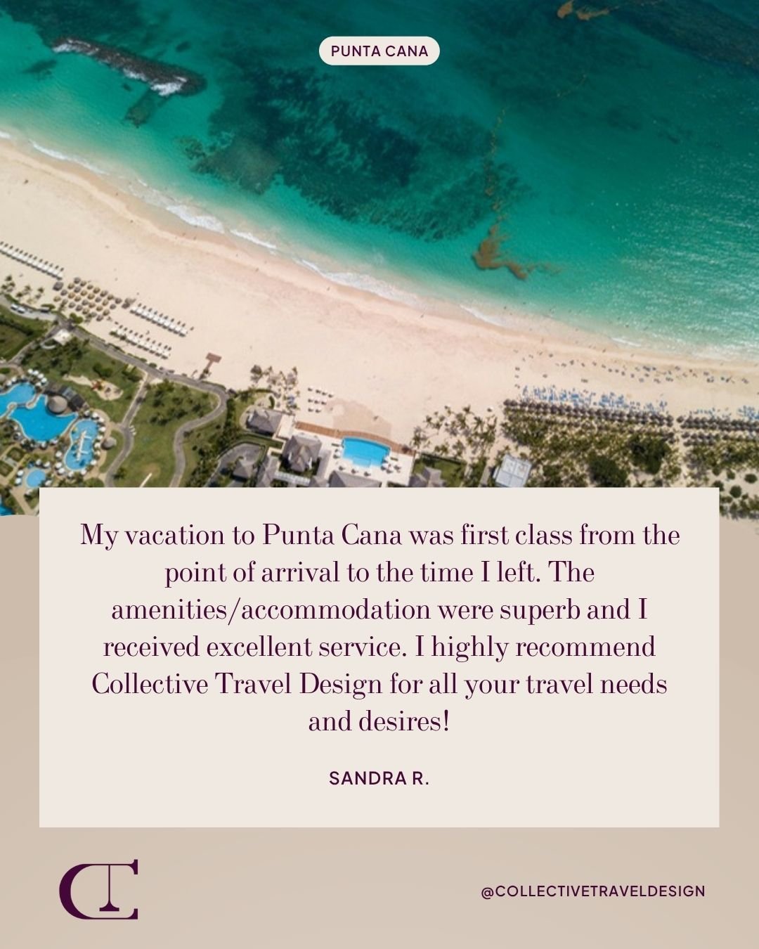 First-class vibes from arrival to departure! ✨ Punta Cana delivered, and Collective Travel made it effortless. 

#ClientLove #LuxuryTravel #ClientReview #TravelDoneRight #ClientTestimonial #CollectiveTravel #CollectiveTravelDesign