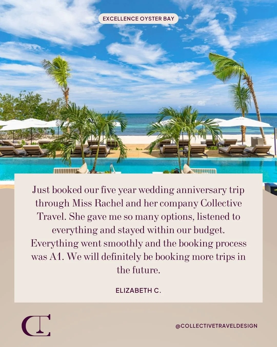 Planning an anniversary trip? Let Collective Travel Design make it stress-free and unforgettable! 💍 

Where would your dream celebration take you? 

#MilestoneMoments #ClientFavorites #ClientReview #TravelDoneRight #ClientTestimonial #CollectiveTrav