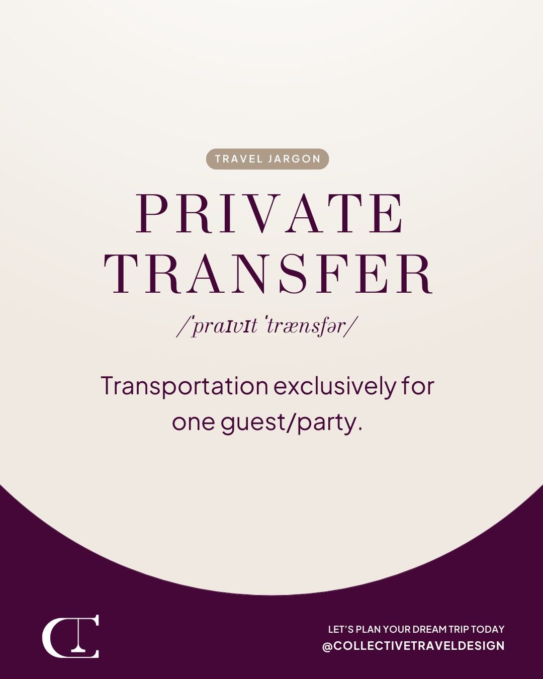 Ever wondered what private transfer really means? 

It&rsquo;s your own dedicated ride&mdash;no sharing, no waiting, just seamless travel from start to finish.

#TravelJargon #PrivateTransfer #TravelSmart #TravelAdvisor #LuxuryTravel #CollectiveTrave