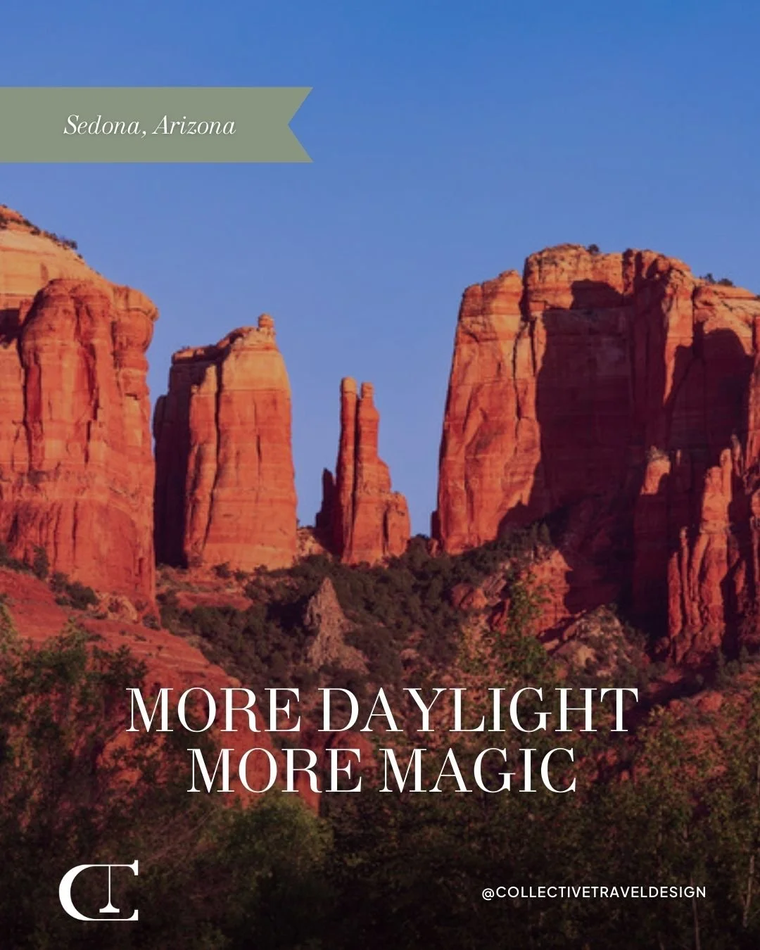 Sedona hits different when the sun stays out longer. 🔴🌅 

Spring forward into red rock country, where golden hour feels like it was made just for you. 

Let's plan your Arizona escape in style. ✈️ 

#SedonaArizona #LuxuryTravel #SpringTravel #Bespo