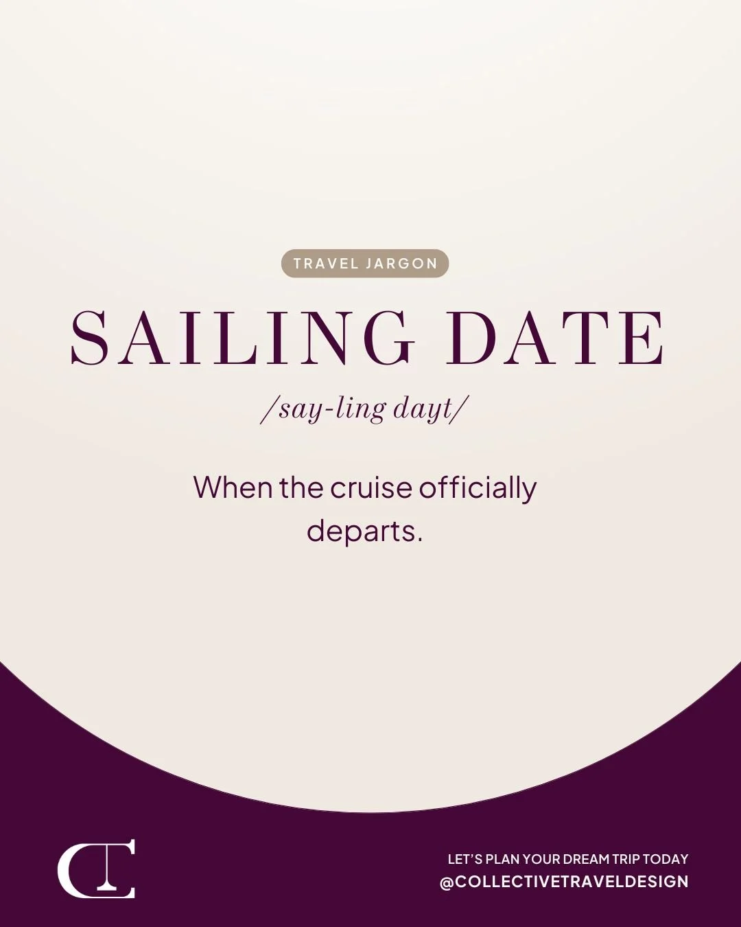 Travel jargon decoded 🚢✨ 

Your *sailing date* is the moment your cruise adventure officially begins, when it&rsquo;s all aboard and smooth sailing ahead.
 
Do you already have your next sailing date picked out? Comment TRAVEL and let's start planni