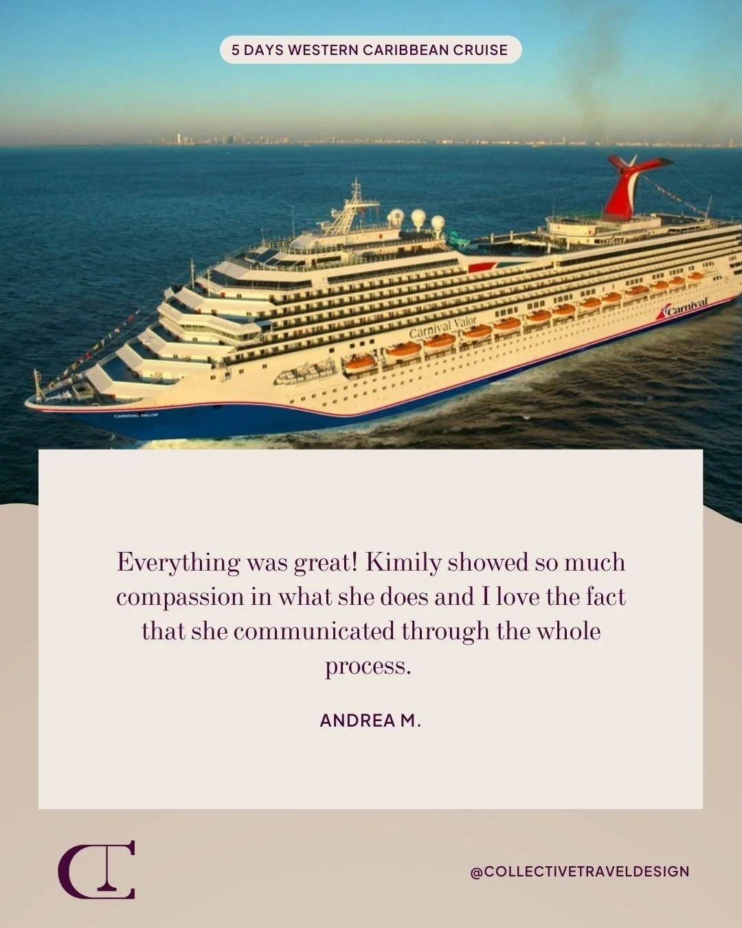 From planning to boarding, we&rsquo;re with you every step of the way. 🚢

Grateful for your kind words, Andrea! 

Be it land or sea, comment TRAVEL to start planning your next adventure!

#CruiseReview #ClientLove #TravelTestimonial #TravelAdvisor #