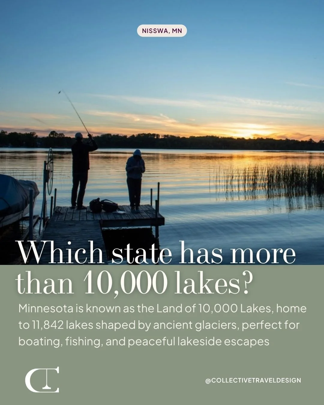 Calm waters. Quiet moments. Endless lakes. 🌅 Minnesota&rsquo;s lake country is calling.

Would you choose a lakeside getaway?

Comment TRAVEL, then check your DMs, to get your trip started with us.

#LakeLife #MidwestTravel #ScenicEscapes #Collectiv