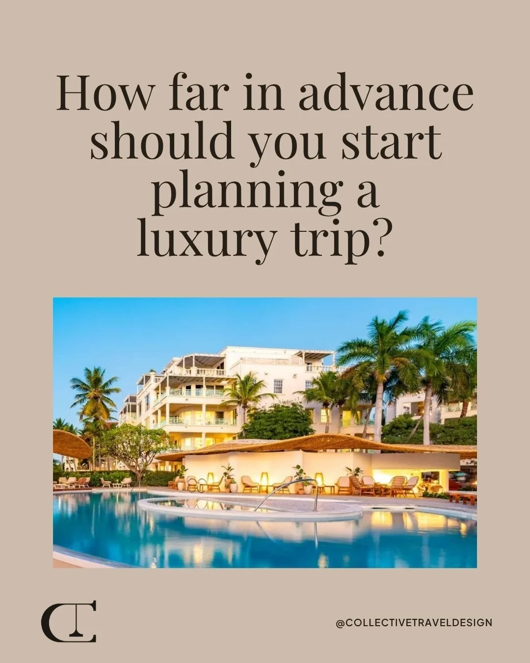 The best experiences in the world don't wait. Premier villa rentals, sought-after restaurant reservations, private yacht charters, exclusive safari camps, these book out fast, and the most extraordinary options go first.

At Collective Travel Design,