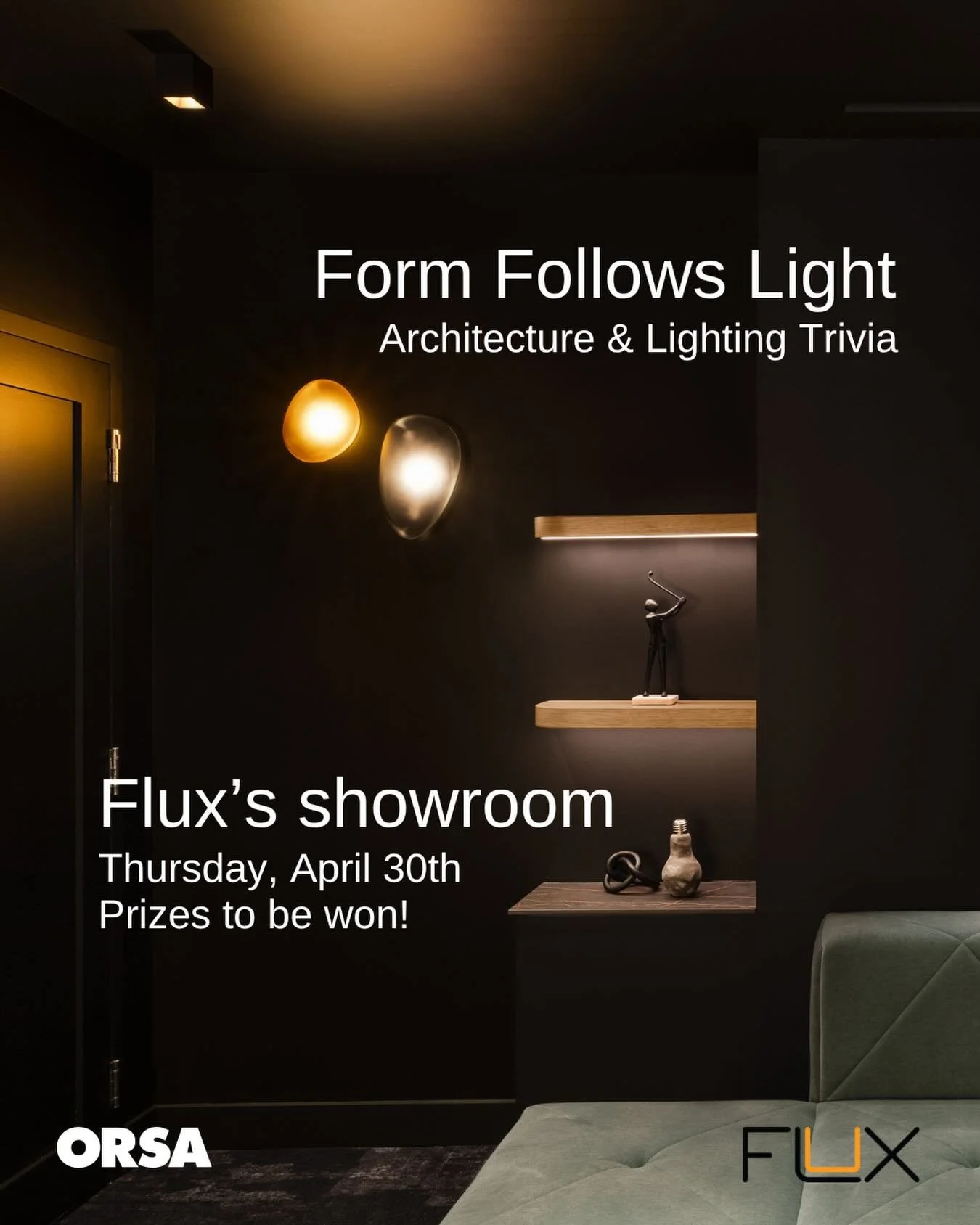 💡Join us at Flux&rsquo;s showroom for a night of lighting + architectural trivia 💡

🏆 3 prizes up for grabs - including a light fixture from Flux for 1st place. Tap the eventbrite link in our bio to register or visit our website for details. See y