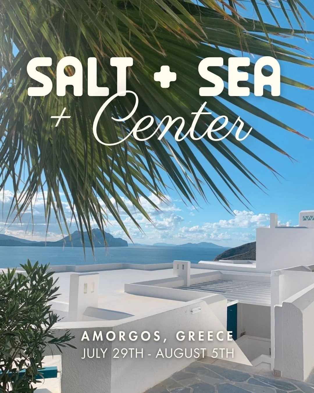 We&rsquo;re taking movement seaside - and we&rsquo;re going a little farther than City Island this time 🌊

Come with us to the island of Amorgos, Greece (July 29 &ndash; August 5, 2026) for Salt + Sun + Center - a week of mindful movement &amp; Medi