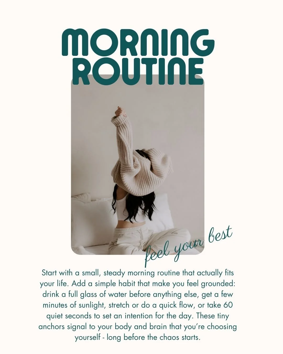 Mornings don&rsquo;t have to be a three-hour wellness ritual 🫠 - consistency beats intensity every time. Pick out your clothes the night before so your half-asleep brain doesn&rsquo;t have to make a choice. Lay out your mat to encourage you to pract