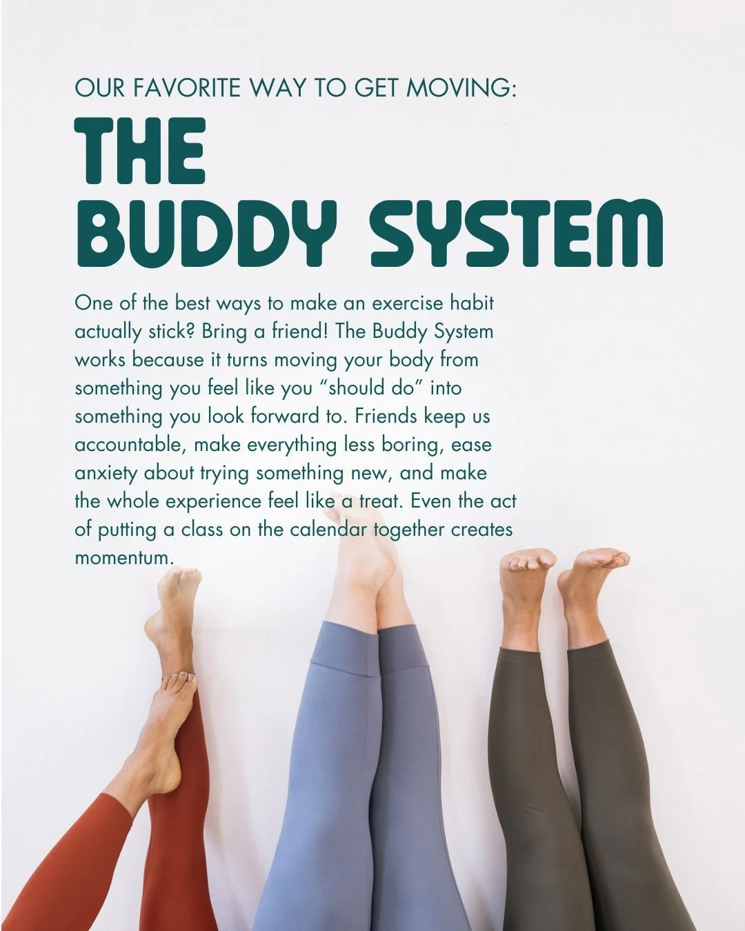 The research backs it up: we release more endorphins when we move with others. Just being in the same room - stretching, shaking, sweating next to people has a big impact on mood and motivation. Whether it&rsquo;s your bestie, your partner, your cowo