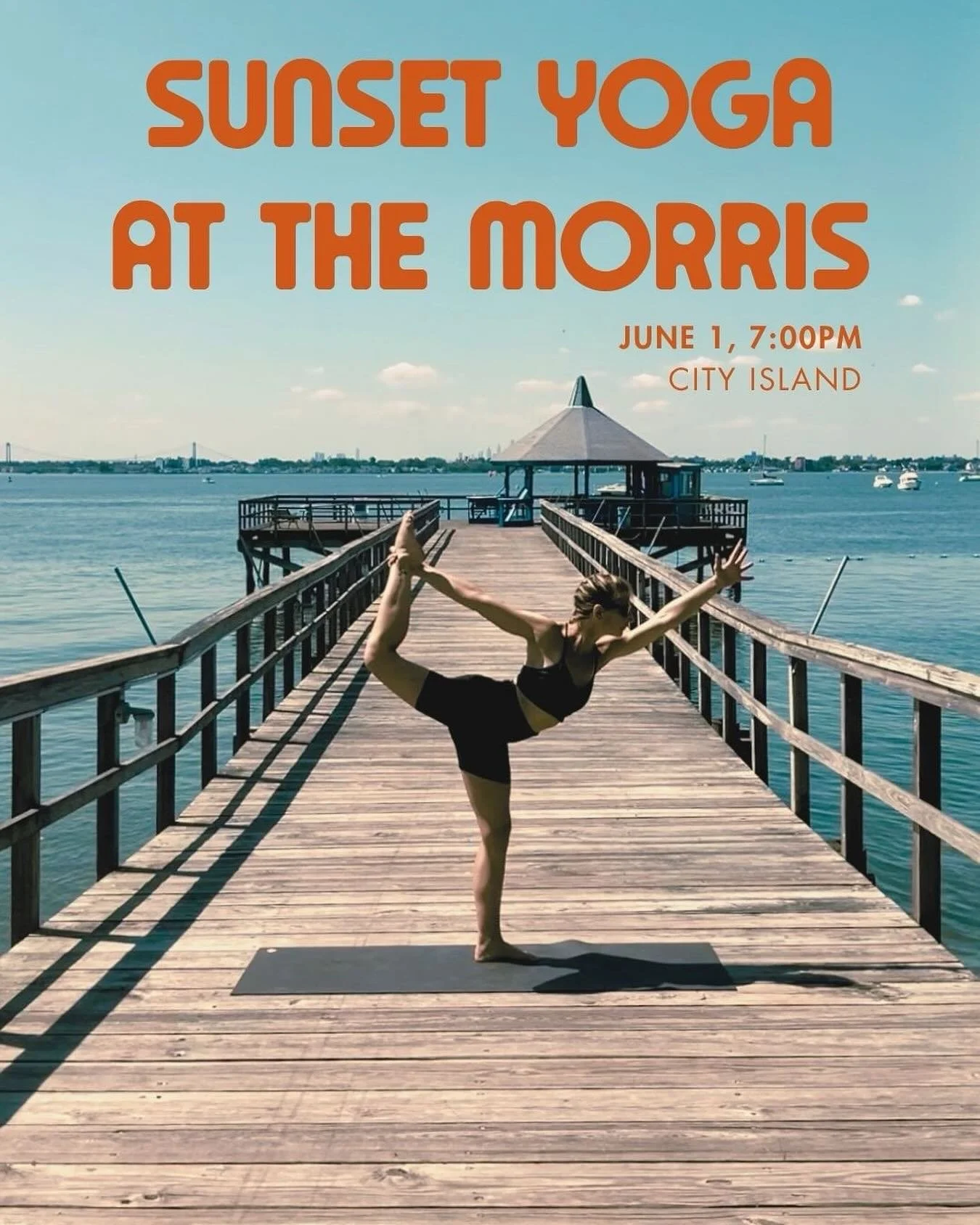 Flow through a dynamic vinyasa as the sun sets over the Manhattan skyline. Featuring half invigorating Sun Salutations, half calming Moon Salutations, + a series of restorative poses guided by @amy.marini back at the Morris Yacht Club for the summer 