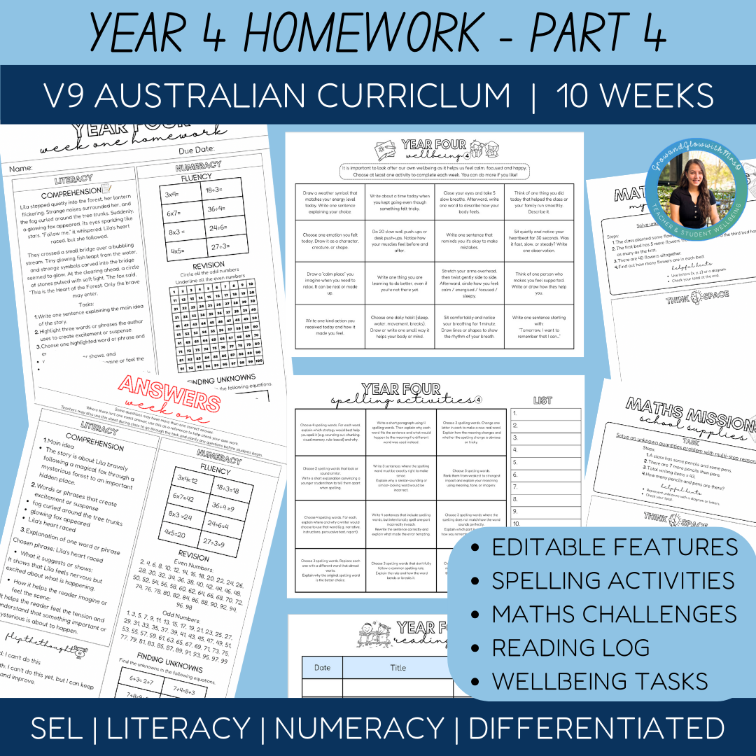 Year 4 SEL Homework - Part 4