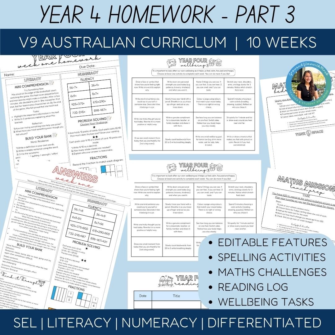 Year 4 SEL Homework - Part 3
