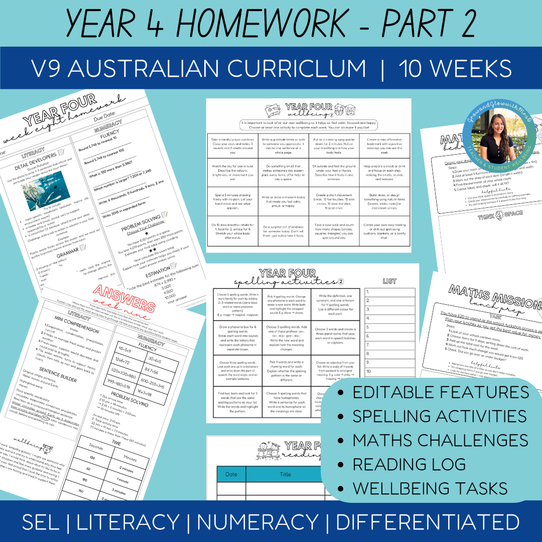 Year 4 SEL Homework - Part 2