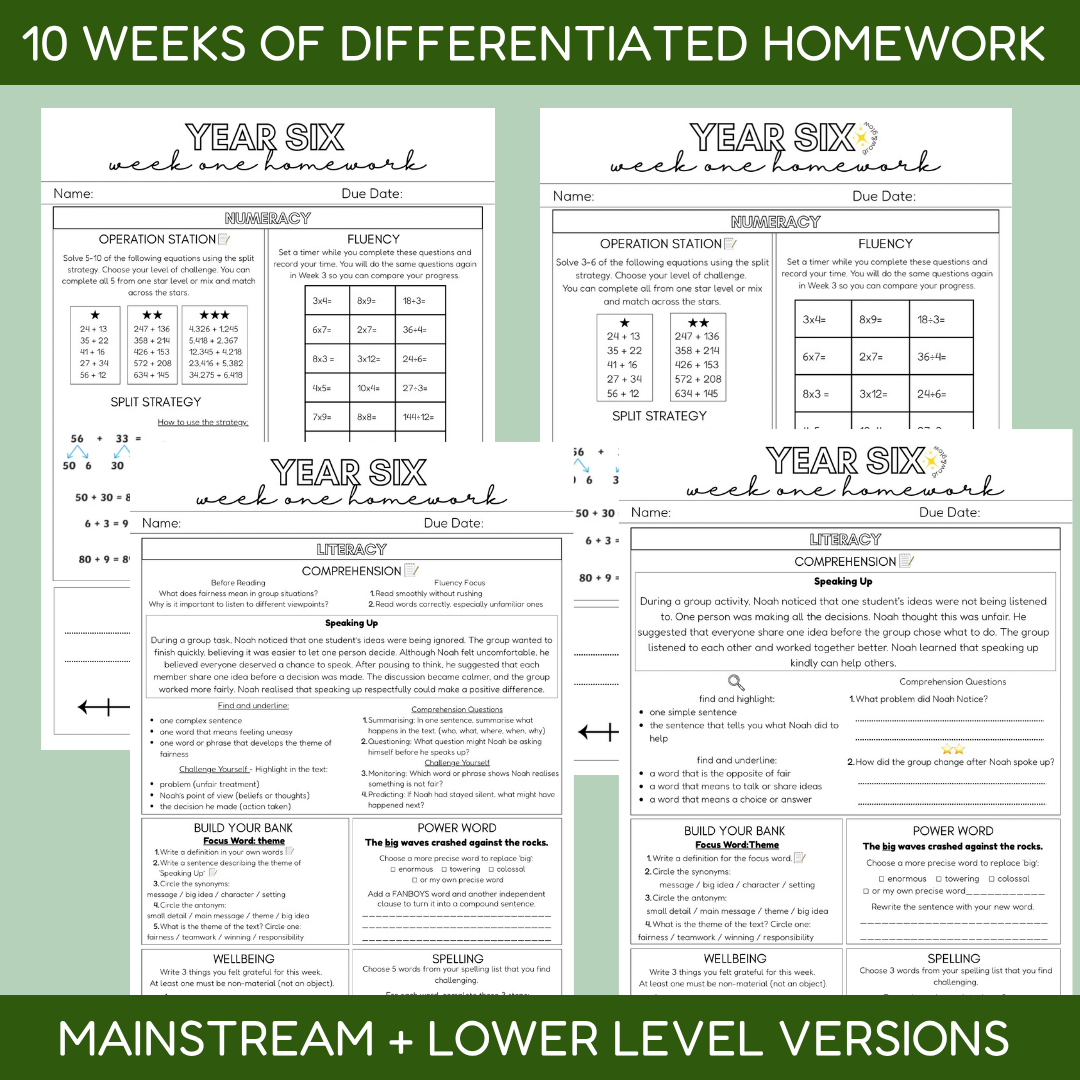 Year 6 SEL Homework - Part 1
