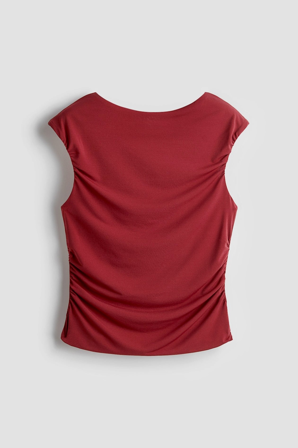 Top drapeado con cuello alto rojo H&M