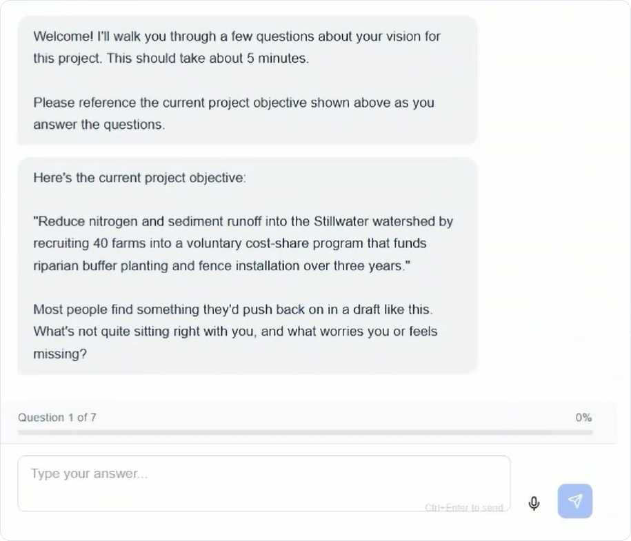 A team member answering project questions in Shepherd