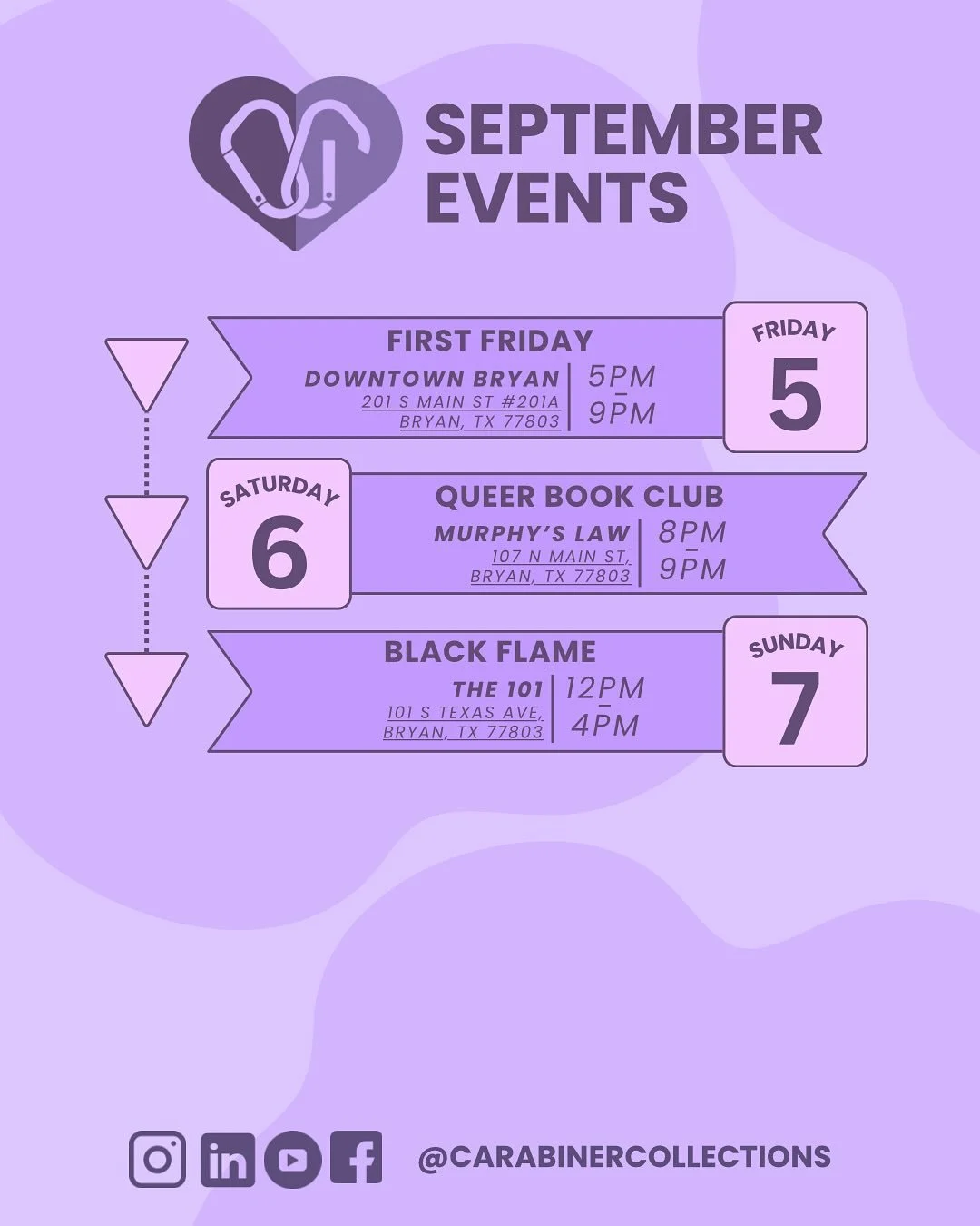 We’re excited to announce that we now have three consistent events happening every first weekend of the month!
For September, there’s no designated book for our book club, but see the October book reveal and get a head start! (And don&rs
