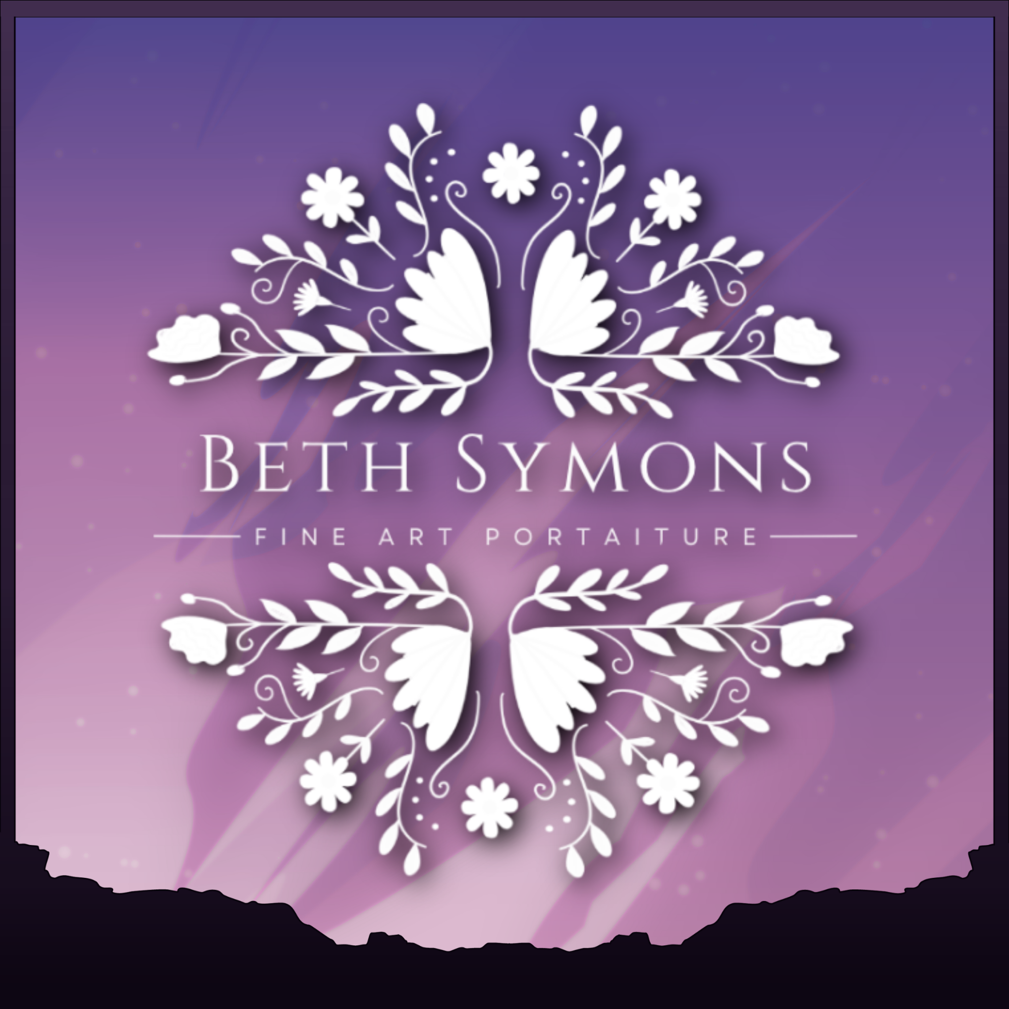 Beth Symons Fine Art Portraiture Logo on top of a graphic representing the "Lavender" level Sponsorship