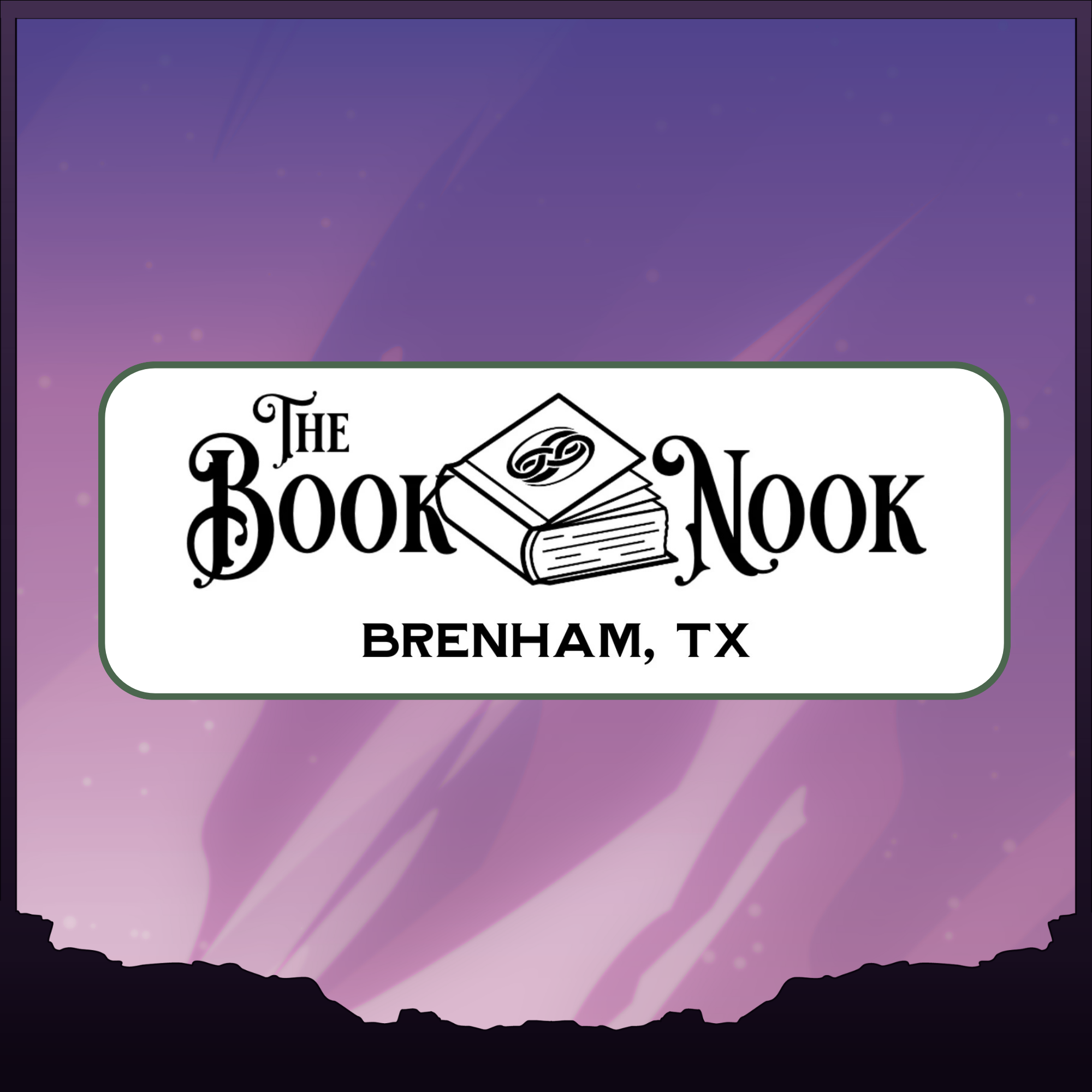 The Book Nook Logo on top of a graphic representing the "Lavender" level Sponsorship