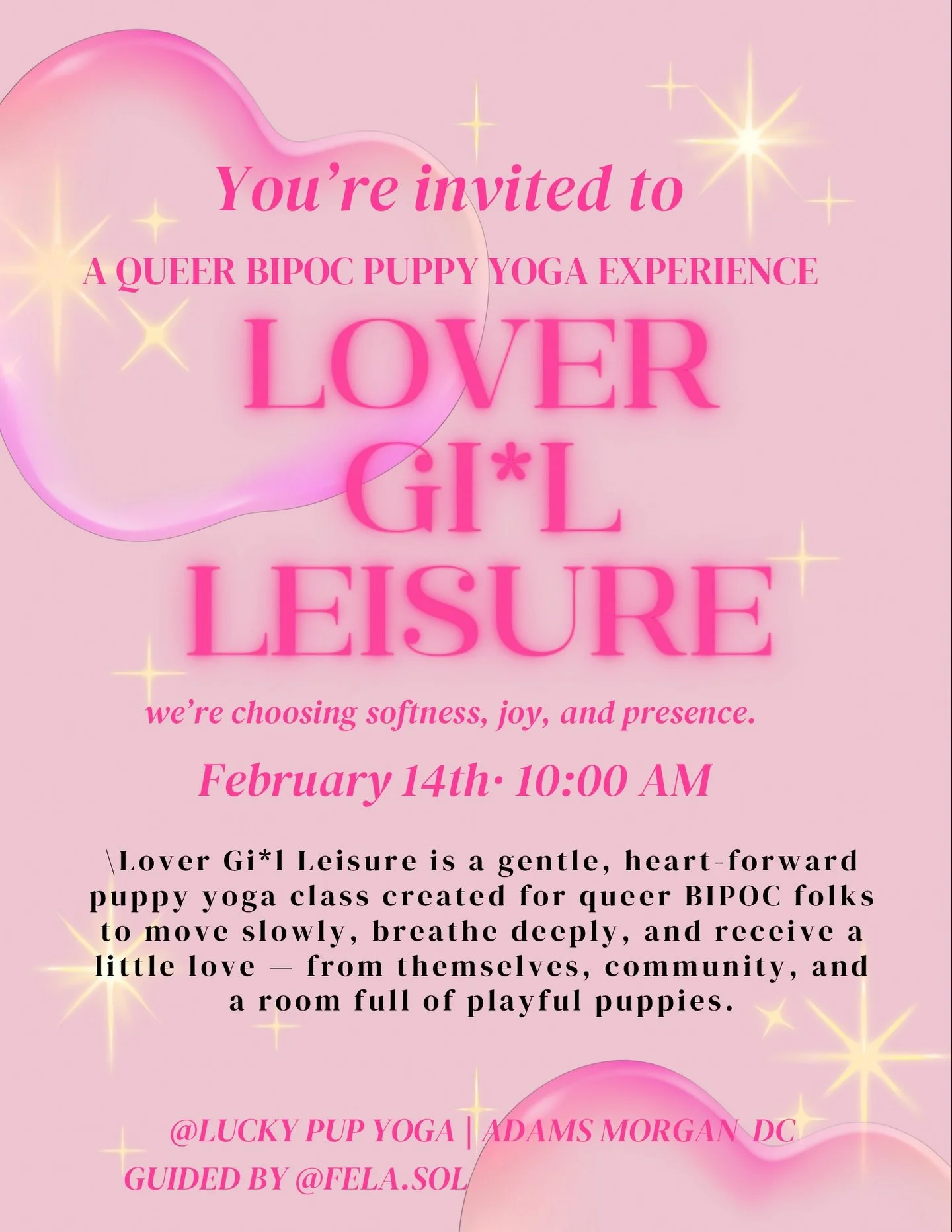 Im so excited for thissssss ☺️☺️☺️
Lover Gi*l Leisure 💗🐶
An invitation to indulge in softness and whimsy as part of my birthday adventure. I&rsquo;ll be holding space for gentle movement, puppy joy, and leisure &mdash; because we deserve to celebra